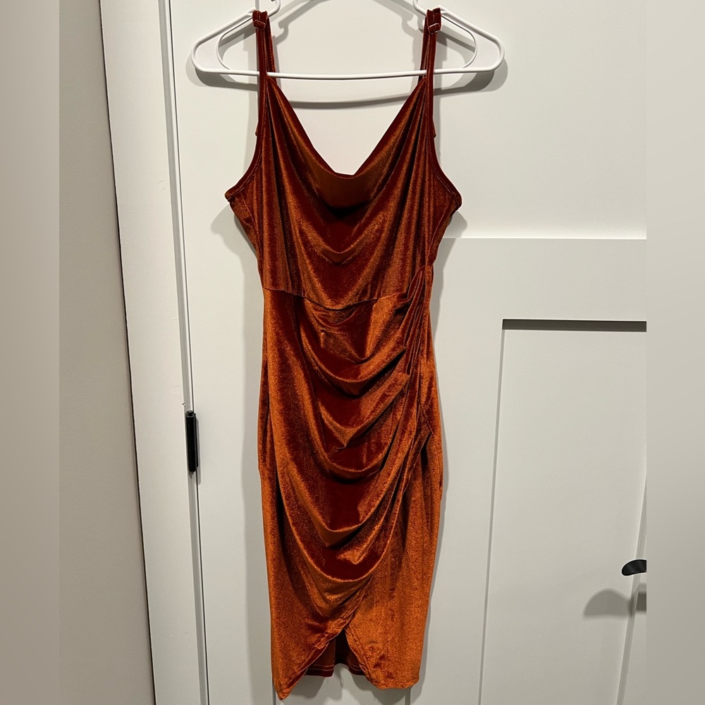 Rust Velvet Minidress